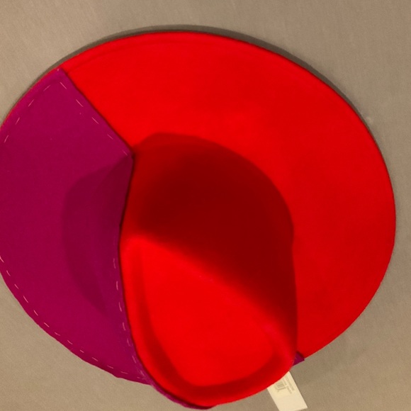 🆕EUGENIA KIM RED & FUCHSIA PINK PURPLE HARLOWE WIDE BRIM FEDORA GEOMETRIC CROWN - Picture 11 of 16